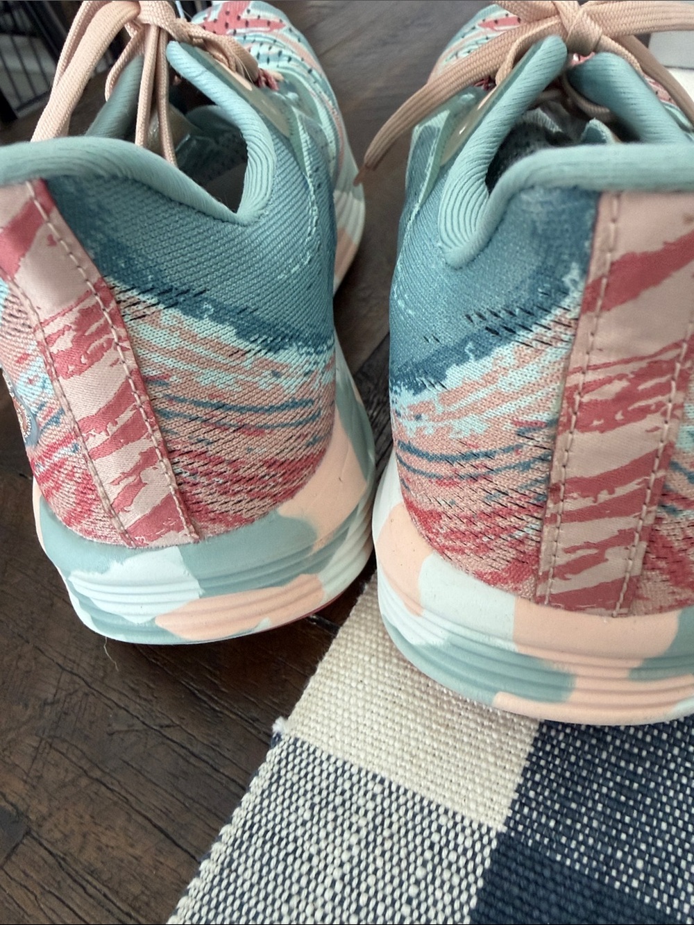 Asics Women's Light Aqua and Coral Lace-Up Running Sneakers - Picture 8 of 9